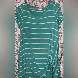 Emerald Green Striped Short Sleeve Top